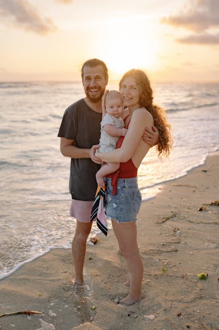 happy family on the beach happy family on the beach